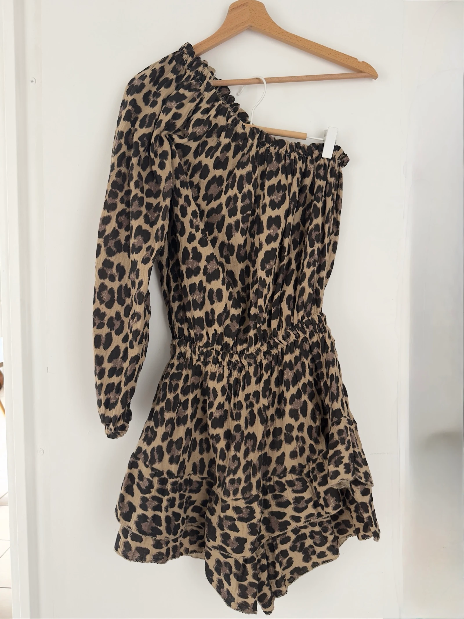 Robe one shoulder léopard - Gaze de coton - Made in Italy - Taille unique (36 à 40)